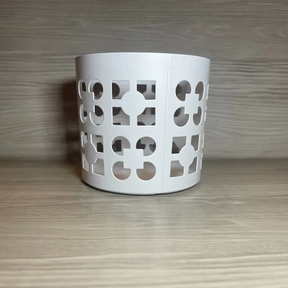 IKEA | Vackert White Metal Geometric Cut Out Pattern Candle Holder